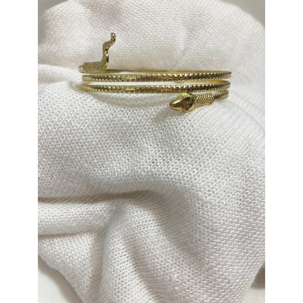 Snake Wrapped Bangle Bracelet Gold Tone Layering Stackable Statement Lightweight